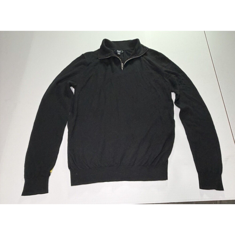 Reiss 100% Merino Wool Quarter Zip Sweater Mens M Black NWOT Minor Flaw